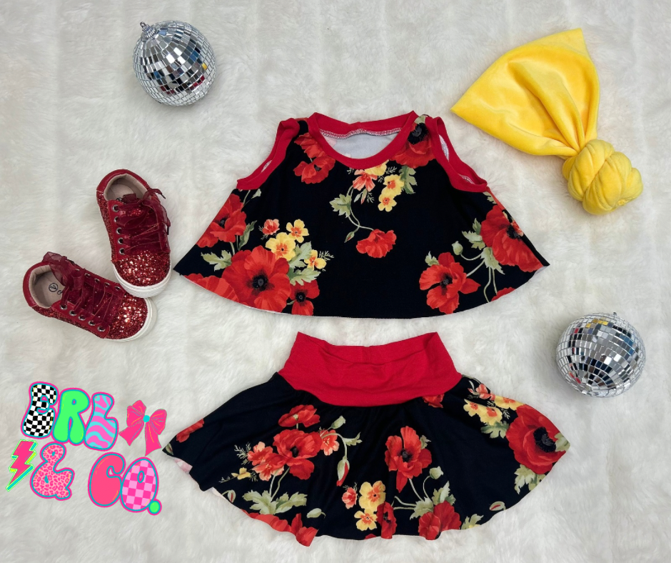 Cropped Swing Top and Skirted Bummie Set