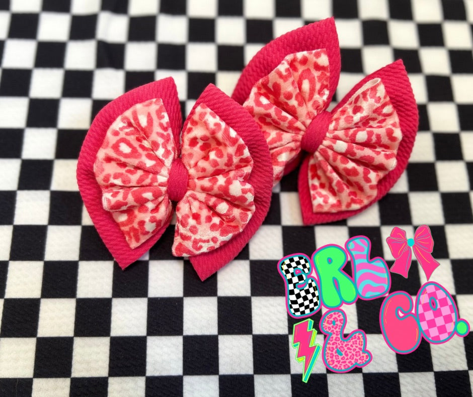 Pink Leopard Velvet Bow