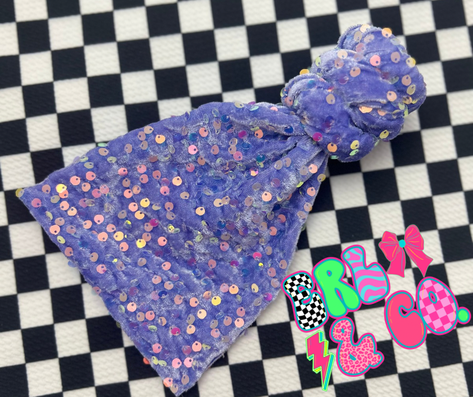 Lilac Sequin Velvet Bow