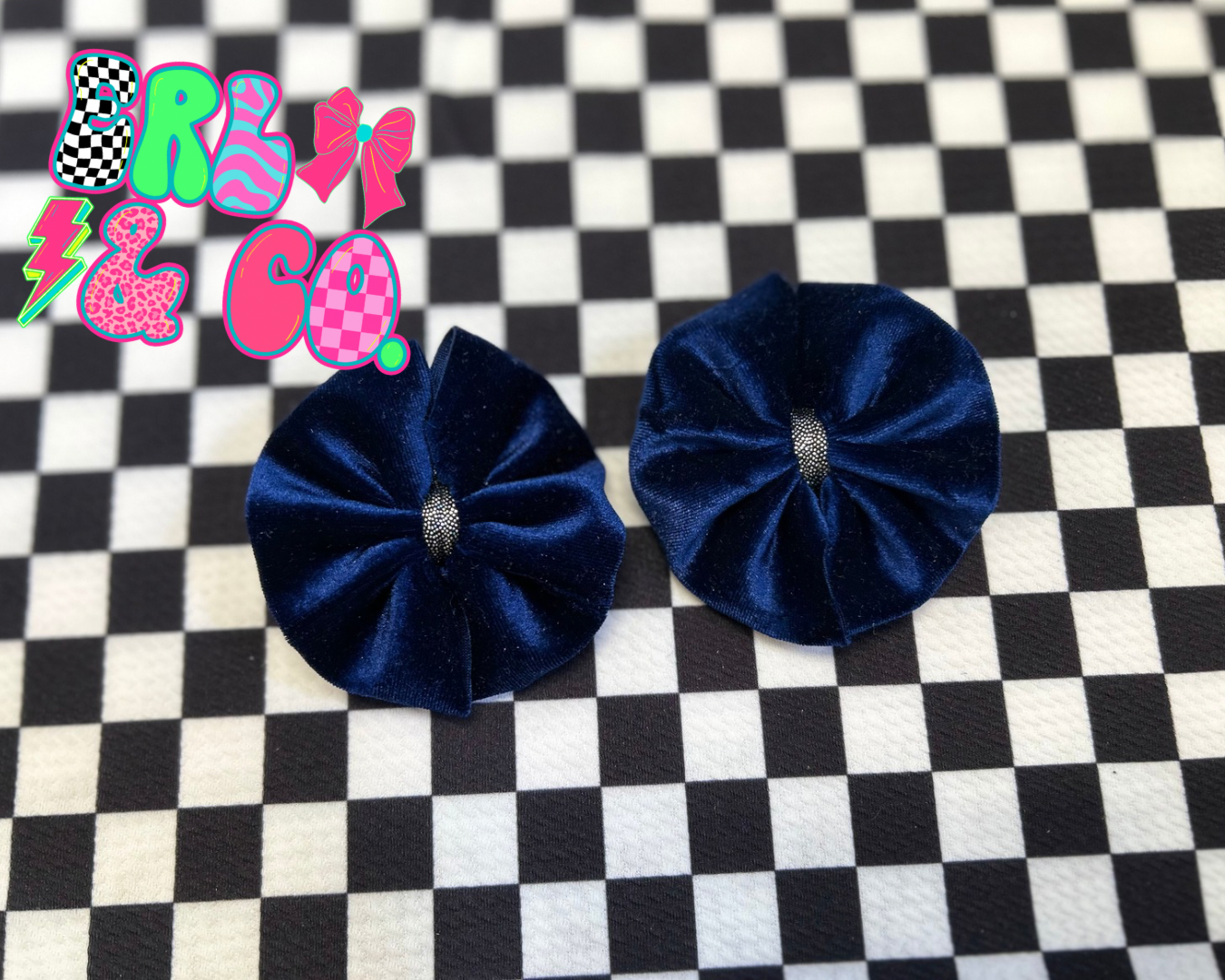 Navy Velvet Bow