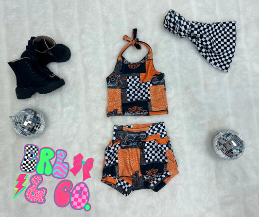 Motorcycle Reversible Halter and Bummie Set