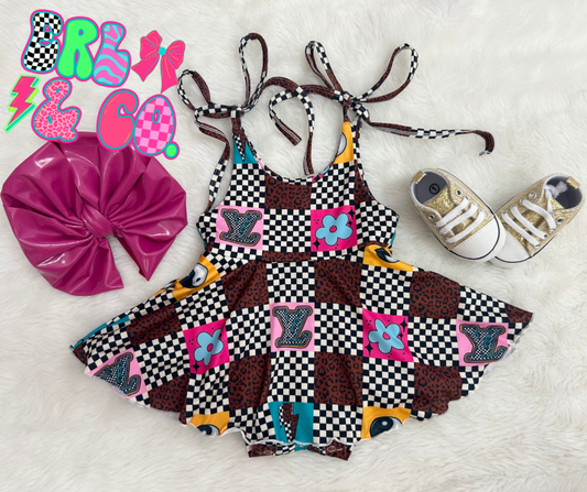 Tie Strap Skirted Romper
