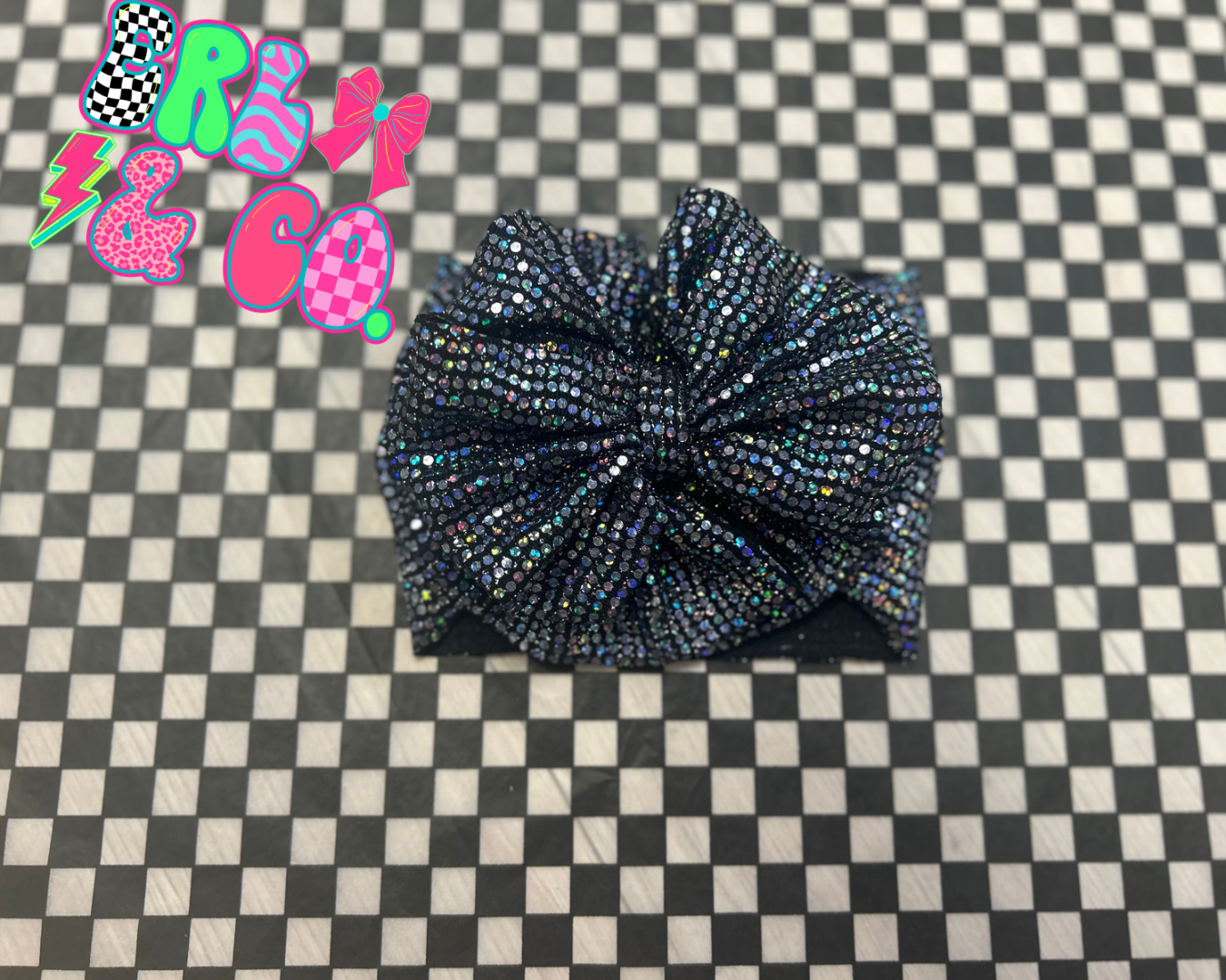 Black Holographic Dots Bow