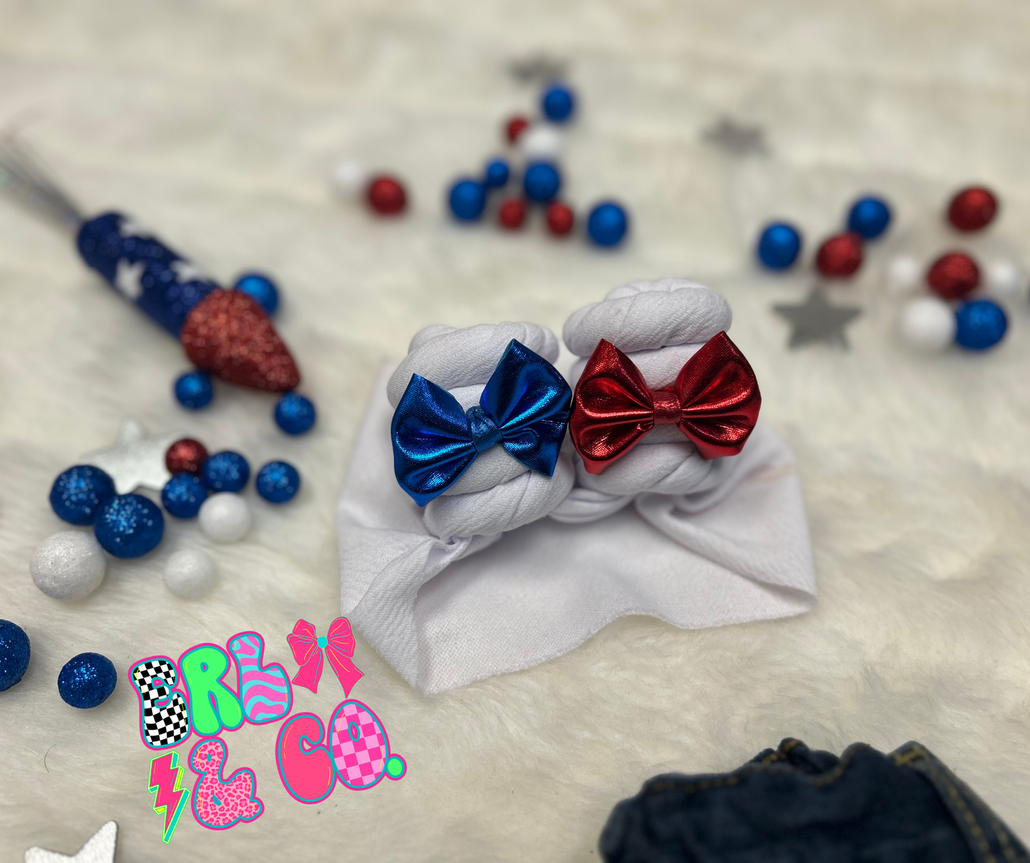 White Double Topknot Wrap With Removable Bows (Multiple Sizes)
