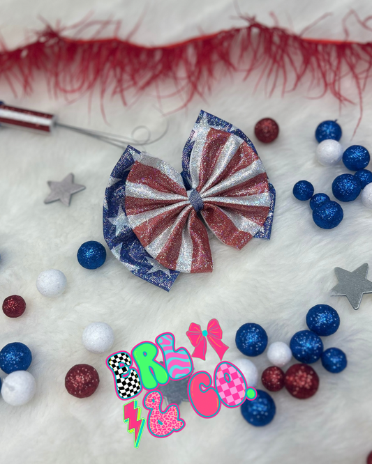 5” Stars and Stripes Holo Double Classic Bow